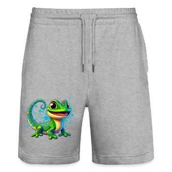 Gecko - Stanley/Stella Unisex Bio Joggingshorts Trainer  - Grau meliert - Vorne - Nik (191cm) & Marisol (170cm)