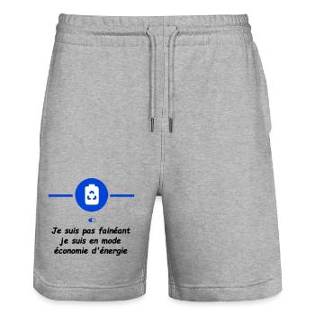 Power Saving Mode - Stanley/Stella Trainer Unisex Organic Jogging Shorts - heather grey - Front - Nik (191cm) & Marisol (170cm)