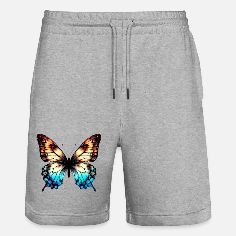 Butterfly - Stanley/Stella Trainer Unisex Organic Jogging Shorts - heather grey