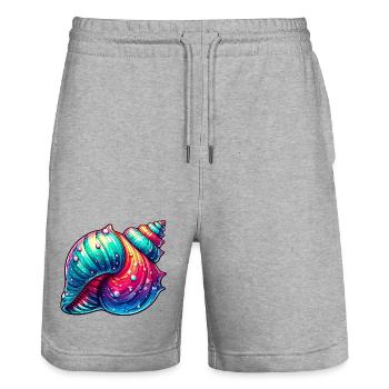 Shell - Stanley/Stella Trainer Unisex Organic Jogging Shorts - heather grey - Front - Nik (191cm) & Marisol (170cm)