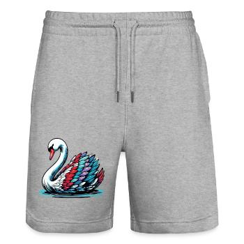 Swan - Stanley/Stella Trainer Unisex Organic Jogging Shorts - heather grey - Front - Nik (191cm) & Marisol (170cm)