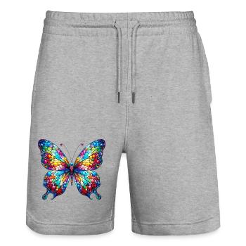 Papillon - Short de jogging bio TRAINER Stanley/Stella unisexe - gris chiné - Devant - Nik (191cm) & Marisol (170cm)
