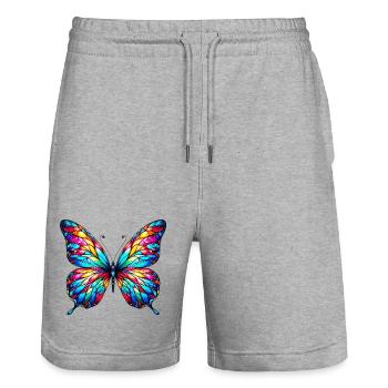 Butterfly - Stanley/Stella Trainer Unisex Organic Jogging Shorts - heather grey - Front - Nik (191cm) & Marisol (170cm)
