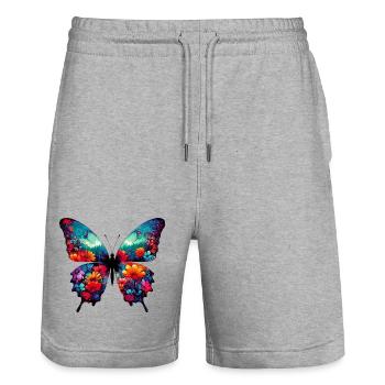 Papillon - Short de jogging bio TRAINER Stanley/Stella unisexe - gris chiné - Devant - Nik (191cm) & Marisol (170cm)