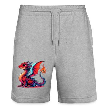 Drache - Stanley/Stella Unisex Bio Joggingshorts Trainer  - Grau meliert - Vorne - Nik (191cm) & Marisol (170cm)