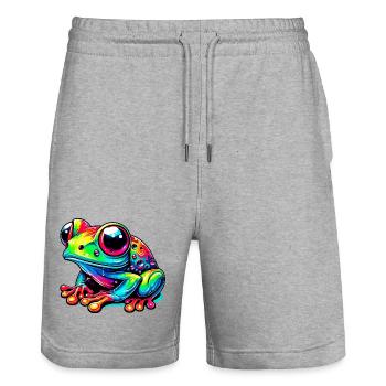 Frog - Stanley/Stella Trainer Unisex Organic Jogging Shorts - heather grey - Front - Nik (191cm) & Marisol (170cm)