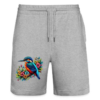 Martin-pêcheur - Short de jogging bio TRAINER Stanley/Stella unisexe - gris chiné - Devant - Nik (191cm) & Marisol (170cm)