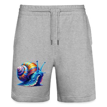 Schnecke - Stanley/Stella Unisex Bio Joggingshorts Trainer  - Grau meliert - Vorne - Nik (191cm) & Marisol (170cm)