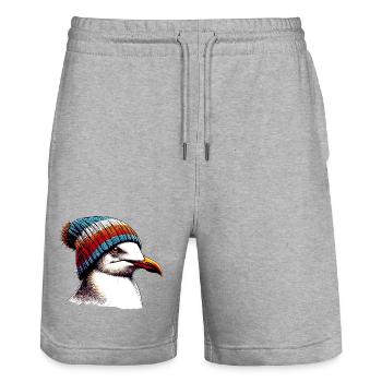 Gull - Stanley/Stella Trainer Unisex Organic Jogging Shorts - heather grey - Front - Nik (191cm) & Marisol (170cm)
