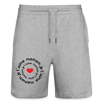 Je t'aime maman / fête des mères - Short de jogging bio TRAINER Stanley/Stella unisexe - gris chiné - Devant - Nik (191cm) & Marisol (170cm)