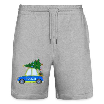 Police Car Christmas Blue Yellow - Stanley/Stella Trainer Unisex Organic Jogging Shorts - heather grey - Front - Nik (191cm) & Marisol (170cm)