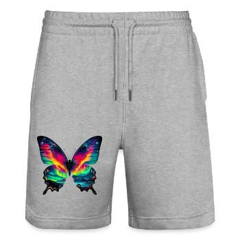 Schmetterling - Stanley/Stella Unisex Bio Joggingshorts Trainer  - Grau meliert - Vorne - Nik (191cm) & Marisol (170cm)