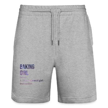 Baking - Stanley/Stella Trainer Unisex Organic Jogging Shorts - heather grey - Front - Nik (191cm) & Marisol (170cm)