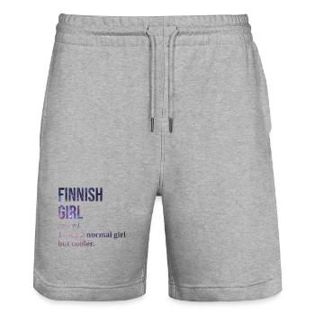 Finlande - Short de jogging bio TRAINER Stanley/Stella unisexe - gris chiné - Devant - Nik (191cm) & Marisol (170cm)