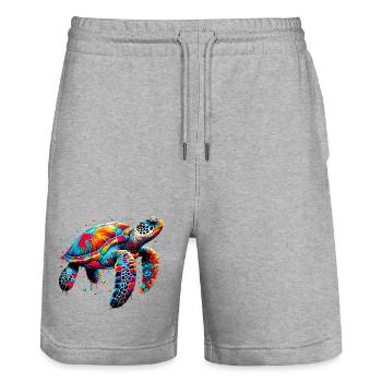 Schildkröte - Stanley/Stella Unisex Bio Joggingshorts Trainer  - Grau meliert - Vorne - Nik (191cm) & Marisol (170cm)