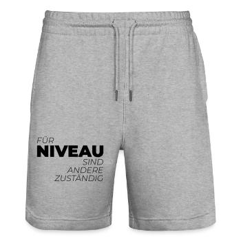 Für Niveau sind andere zuständig - Stanley/Stella Unisex Bio Joggingshorts Trainer  - Grau meliert - Vorne - Nik (191cm) & Marisol (170cm)