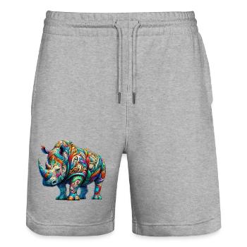 Rhinoceros - Stanley/Stella Trainer Unisex Organic Jogging Shorts - heather grey - Front - Nik (191cm) & Marisol (170cm)