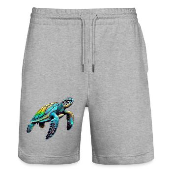 Turtle - Stanley/Stella Trainer Unisex Organic Jogging Shorts - heather grey - Front - Nik (191cm) & Marisol (170cm)
