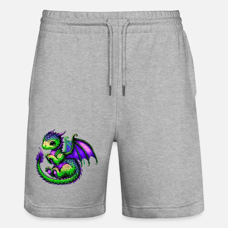 Drache - Stanley/Stella Unisex Bio Joggingshorts Trainer  - Grau meliert