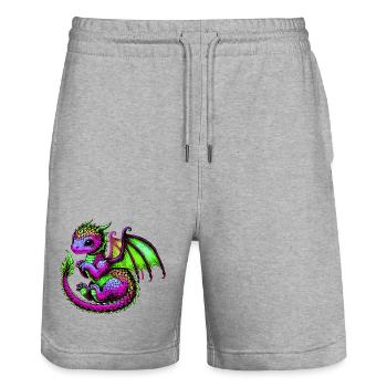 Dragon - Stanley/Stella Trainer Unisex Organic Jogging Shorts - heather grey - Front - Nik (191cm) & Marisol (170cm)