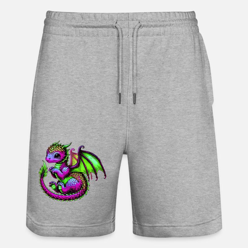 Drache - Stanley/Stella Unisex Bio Joggingshorts Trainer  - Grau meliert
