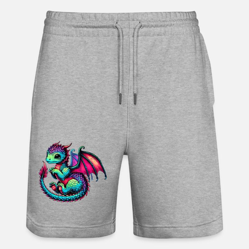 Drache - Stanley/Stella Unisex Bio Joggingshorts Trainer  - Grau meliert