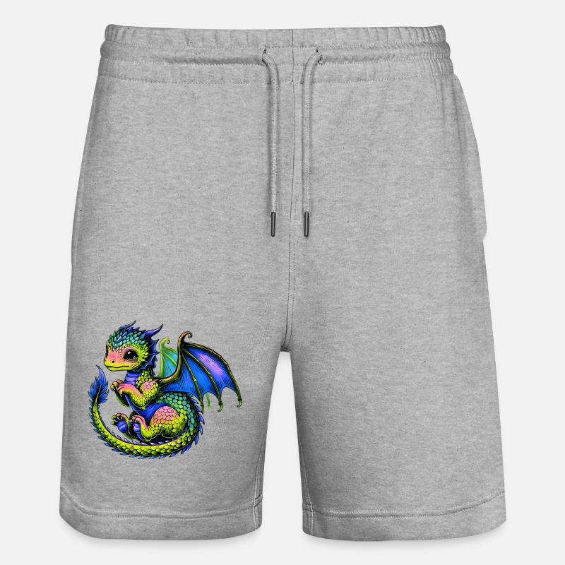 Drache - Stanley/Stella Unisex Bio Joggingshorts Trainer  - Grau meliert