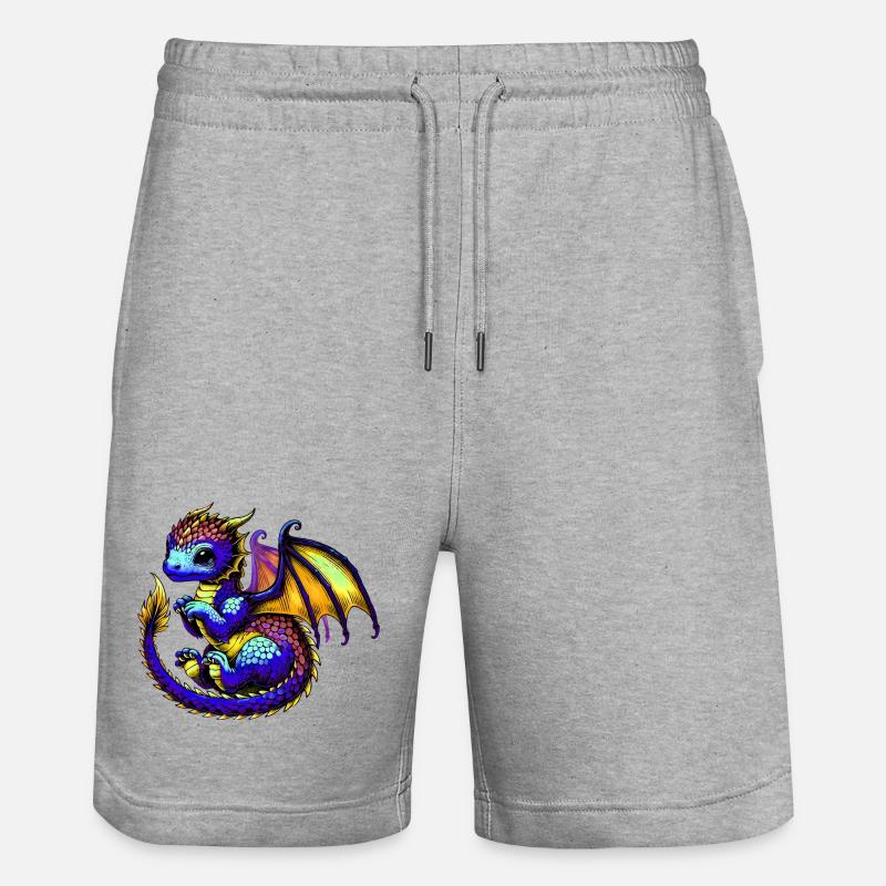Drache - Stanley/Stella Unisex Bio Joggingshorts Trainer  - Grau meliert