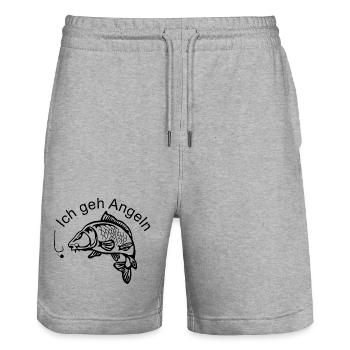 Elegante Karpfensilhouette - Stanley/Stella Unisex Bio Joggingshorts Trainer  - Grau meliert - Vorne - Nik (191cm) & Marisol (170cm)