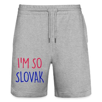 JE SUIS TELLEMENT SLOVAQUE Slovaquie - Short de jogging bio TRAINER Stanley/Stella unisexe - gris chiné - Devant - Nik (191cm) & Marisol (170cm)