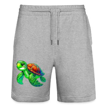 Turtle - Stanley/Stella Trainer Unisex Organic Jogging Shorts - heather grey - Front - Nik (191cm) & Marisol (170cm)