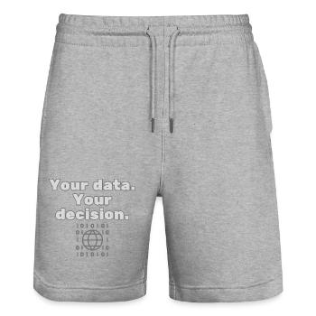 Your Data. Your Decision - Privacy Statement - Stanley/Stella Trainer Unisex Organic Jogging Shorts - heather grey - Front - Nik (191cm) & Marisol (170cm)