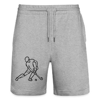 Field hockey players - Stanley/Stella Trainer Unisex Organic Jogging Shorts - heather grey - Front - Nik (191cm) & Marisol (170cm)