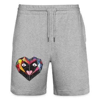 Herz_4 - Short de jogging bio TRAINER Stanley/Stella unisexe - gris chiné - Devant - Nik (191cm) & Marisol (170cm)