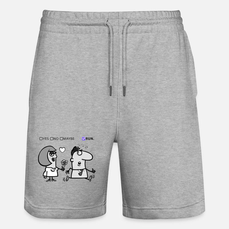 Liebe oder Flucht – Skurriles Humor-Design - Stanley/Stella Unisex Bio Joggingshorts Trainer  - Grau meliert