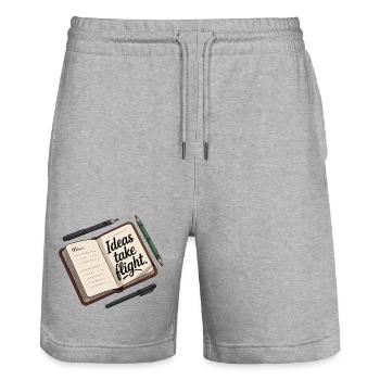 Conception de journal d'idées de vol inspirant - Short de jogging bio TRAINER Stanley/Stella unisexe - gris chiné - Devant - Nik (191cm) & Marisol (170cm)