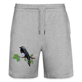 Oiseau coloré - Short de jogging bio TRAINER Stanley/Stella unisexe - gris chiné - Devant - Nik (191cm) & Marisol (170cm)