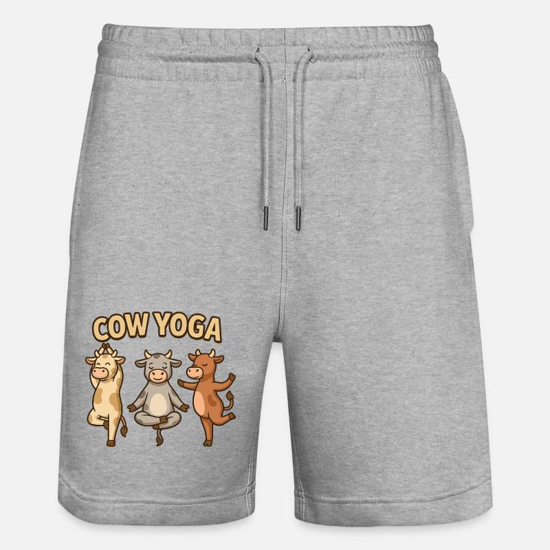 Illustration de yoga de vache - Short de jogging bio TRAINER Stanley/Stella unisexe - gris chiné