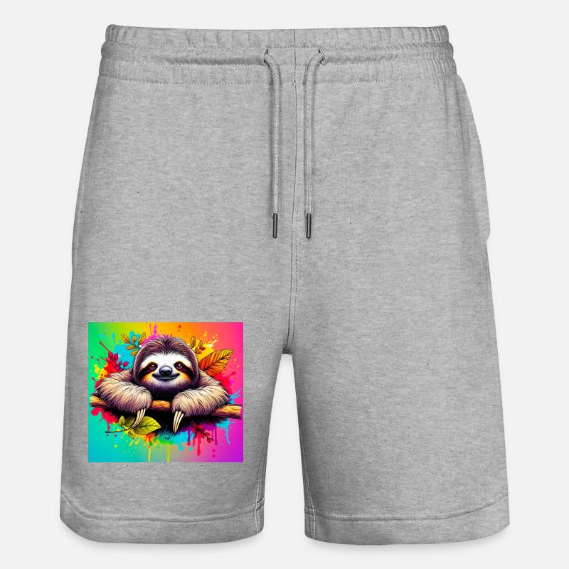 Faultier - Stanley/Stella Unisex Bio Joggingshorts Trainer  - Grau meliert