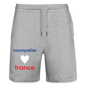 Montpellier Souvenir Frankreich Illustration - Stanley/Stella Unisex Bio Joggingshorts Trainer  - Grau meliert - Vorne - Nik (191cm) & Marisol (170cm)
