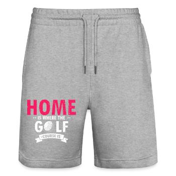 Home Is Where The Golf Course Is Quote - Stanley/Stella Trainer Unisex Organic Jogging Shorts - heather grey - Front - Nik (191cm) & Marisol (170cm)
