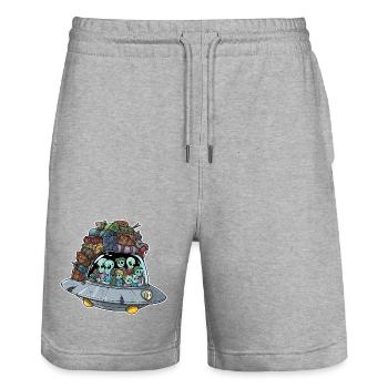 Außerirdische Urlaubsreise im UFO - Stanley/Stella Unisex Bio Joggingshorts Trainer  - Grau meliert - Vorne - Nik (191cm) & Marisol (170cm)