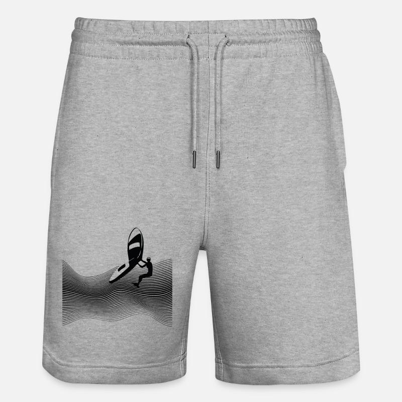 Wingfoiler sur vagues graphiques - Short de jogging bio TRAINER Stanley/Stella unisexe - gris chiné