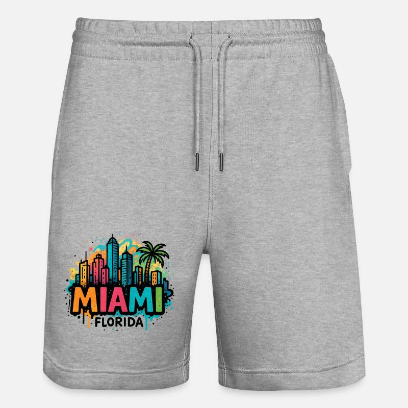 Miami Skyline Graffiti - Stanley/Stella Trainer Unisex Organic Jogging Shorts - heather grey