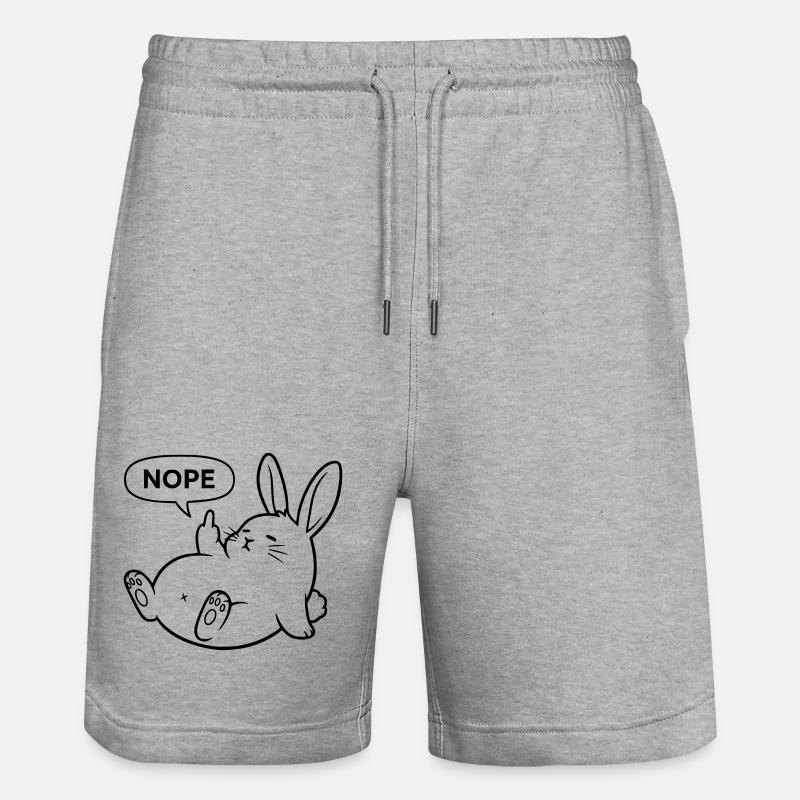 Nope Kaninchen | Freches Hasen Statement - Stanley/Stella Unisex Bio Joggingshorts Trainer  - Grau meliert