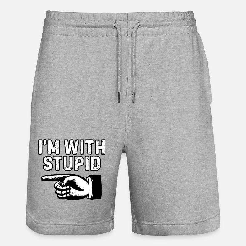 Ich bin mit dummer Handgrafik - Stanley/Stella Unisex Bio Joggingshorts Trainer  - Grau meliert