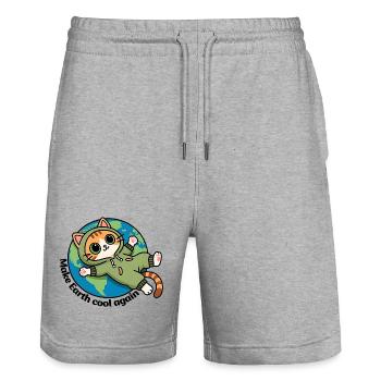 Sauver la planète terre, Make Earth cool again - Short de jogging bio TRAINER Stanley/Stella unisexe - gris chiné - Devant - Nik (191cm) & Marisol (170cm)