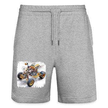 Quad-Bike CAD-Blaupause Design - Stanley/Stella Unisex Bio Joggingshorts Trainer  - Grau meliert - Vorne - Nik (191cm) & Marisol (170cm)