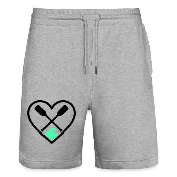 Kanu Kajak Herz Paddel Welle Sport Natur - Stanley/Stella Unisex Bio Joggingshorts Trainer  - Grau meliert - Vorne - Nik (191cm) & Marisol (170cm)