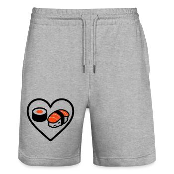 Sushi Heart Maki Salmon Japan Food Lover - Stanley/Stella Trainer Unisex Organic Jogging Shorts - heather grey - Front - Nik (191cm) & Marisol (170cm)